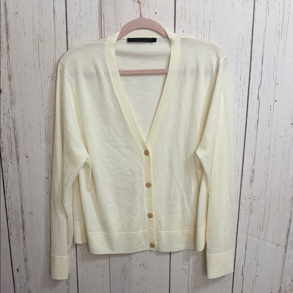 Jenni Kayne 100% Merino Wool Creamy Button-Up Cardigan